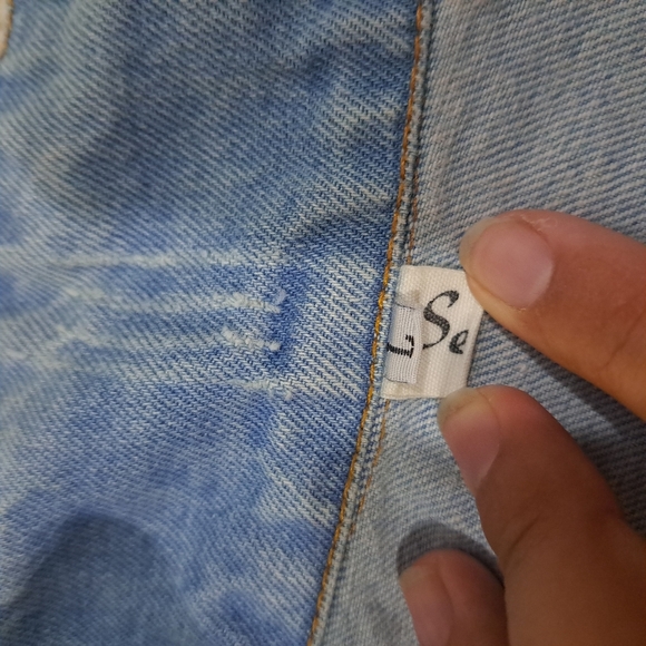 Se7en| Boyfriend Jeans Jacket Oversized Destroyed Zipper Color Gradient Cracks - Picture 9 of 13